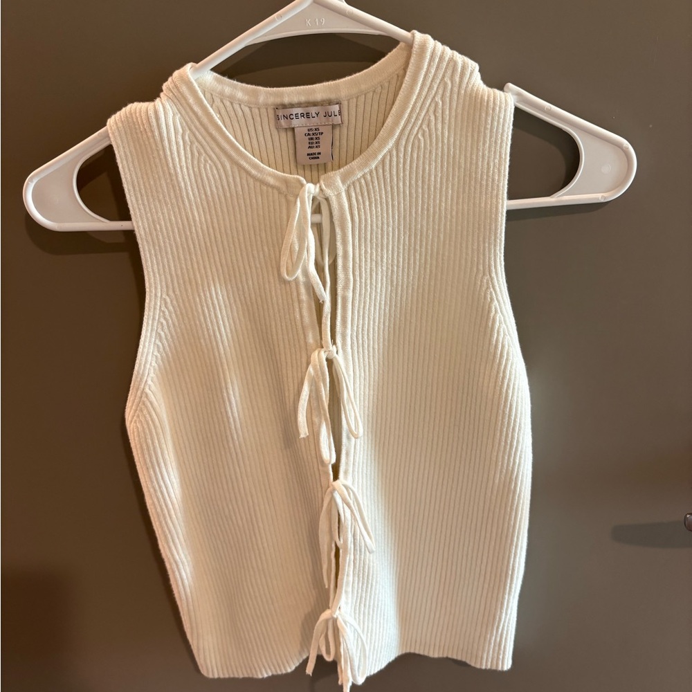 Sincerely Jules Ivory Tie-Front Tank Top